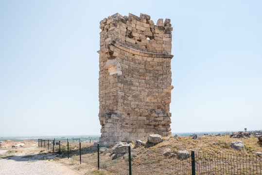 Exterior view of Great Basilica at Aya Tekla underground cave Church also known as Saint Aya Thecla or Aya Thekla, is ruined historic church located in Silifke,Mersin,Turkey.