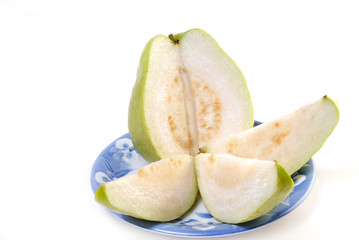 Fresh and health guava on white background.