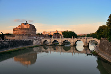 Castel Sant Angelo and River Tiber Rome