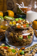 Dry oat flakes with candied fruits