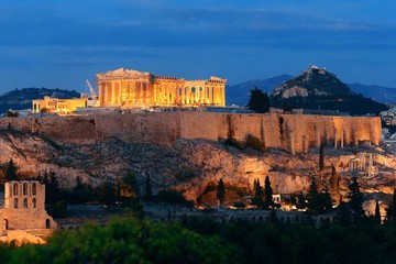 Fototapeta na wymiar Athens skyline night