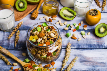 Dry oat flakes with candied fruits
