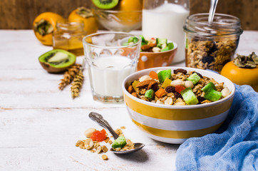 Dry oat flakes with candied fruits