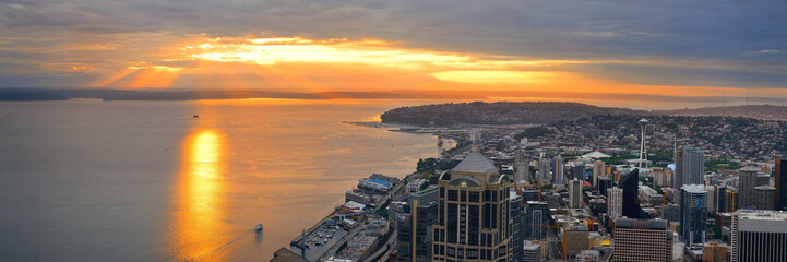 Seattle rooftop sunset