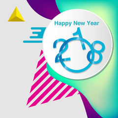 Happy New Year 2018 colorful abstract design