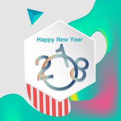 Happy New Year 2018 colorful abstract design