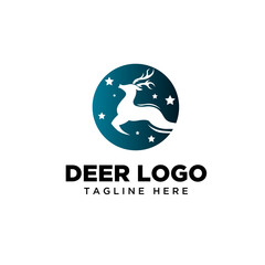 Run fast Circle deer on sky logo