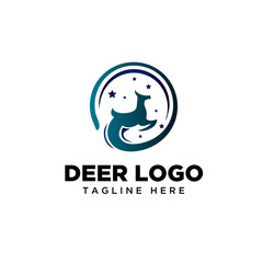 Run fast Circle deer on sky logo