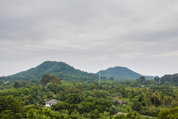 The houses in nature are mountainous in Southeast Asia.