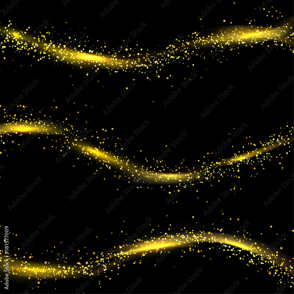 Canvas Prints golden foil particle shimmering swoosh waves template
