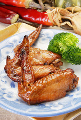 Grilled chicken wings  on a plate    