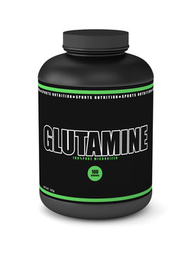 3d render of glutamine jar over white