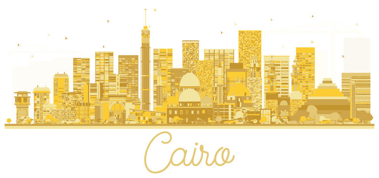 Cairo Egypt City skyline golden silhouette. Vector illustration.