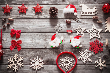 Christmas collection on old  wooden background