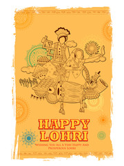Happy Lohri holiday background for Punjabi festival