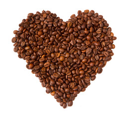 Heart of coffee beans