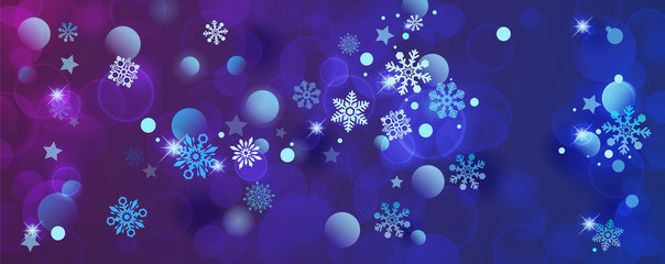 Banners with bokeh effect and snowflake