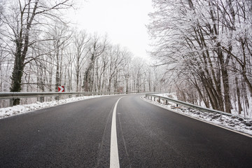 snowy road at wintertime