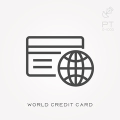 Line icon world credit card