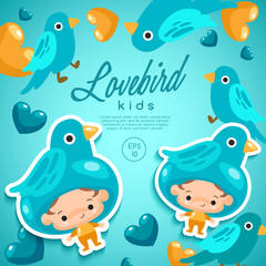 Boy and girl wearing Animal fancy hat : Vector Illustration