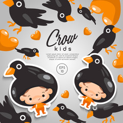 Boy and girl wearing Animal fancy hat : Vector Illustration