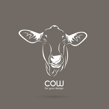 Vector of a cow head design on brown background, Vector cow logo. Farm Animals.