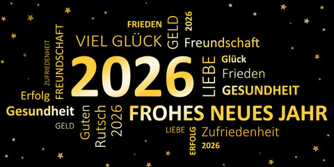Gl&uuml;ckwunschkarte Silvester 2026 - Guten Rutsch und ein frohes neues Jahr 