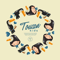 Boy and girl wearing Animal fancy hat : Vector Illustration