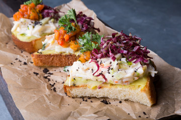 Bruschetta with crab salad