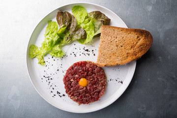 Tartar dish on a white plate