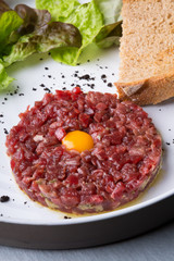 Tartar dish on a white plate
