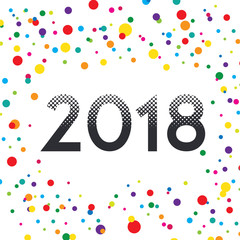 Happy new year 2018, colorful new year 2018, new year halftone style vector illustration