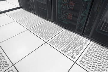 Close up Modern interior of server room Data Center.