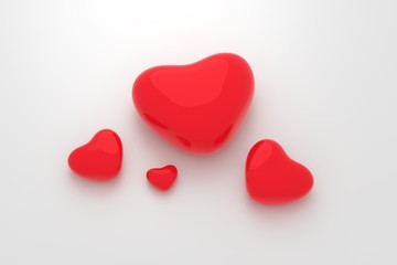 red heart on white background. minimal style. love concept.