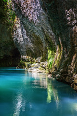 Martvili canyon in Georgia. Beautiful natural canyon with view of the mountain river