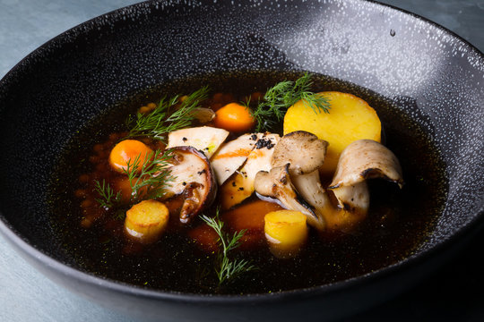 Mushroom soup with chicken