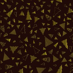 Seamless pattern with gold Fir-tree 