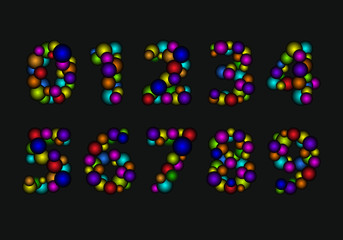 Naklejka na ściany i meble Illustration of colorful bubbles numbers