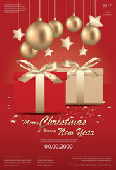 Merry Christmas & Happy New Year Template background Vector Illustration