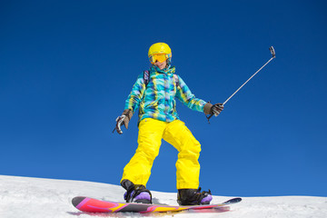 snowboarder   in  ski resort