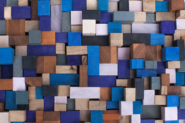 Panele Szklane Podświetlane  Kolorowe drewniane kostki są w panelu.