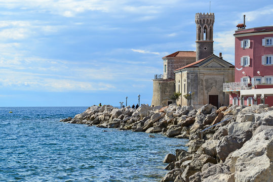 Church in Piran town, Slovenia
