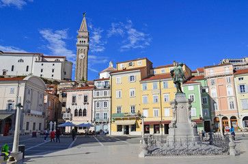 Buildings of Piran city, Slovenia