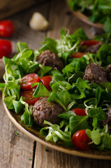 Meatballs beef with fresh salad
