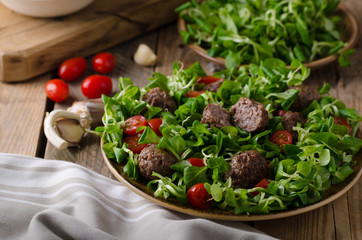 Meatballs beef with fresh salad