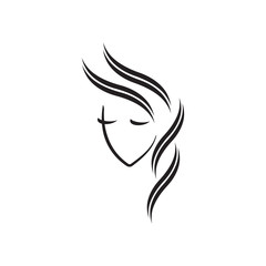 Beautiful woman logo template for hair salon, beauty salon, cosmetic