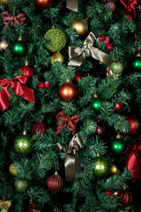 decorated with baubles Christmas tree. part. background
