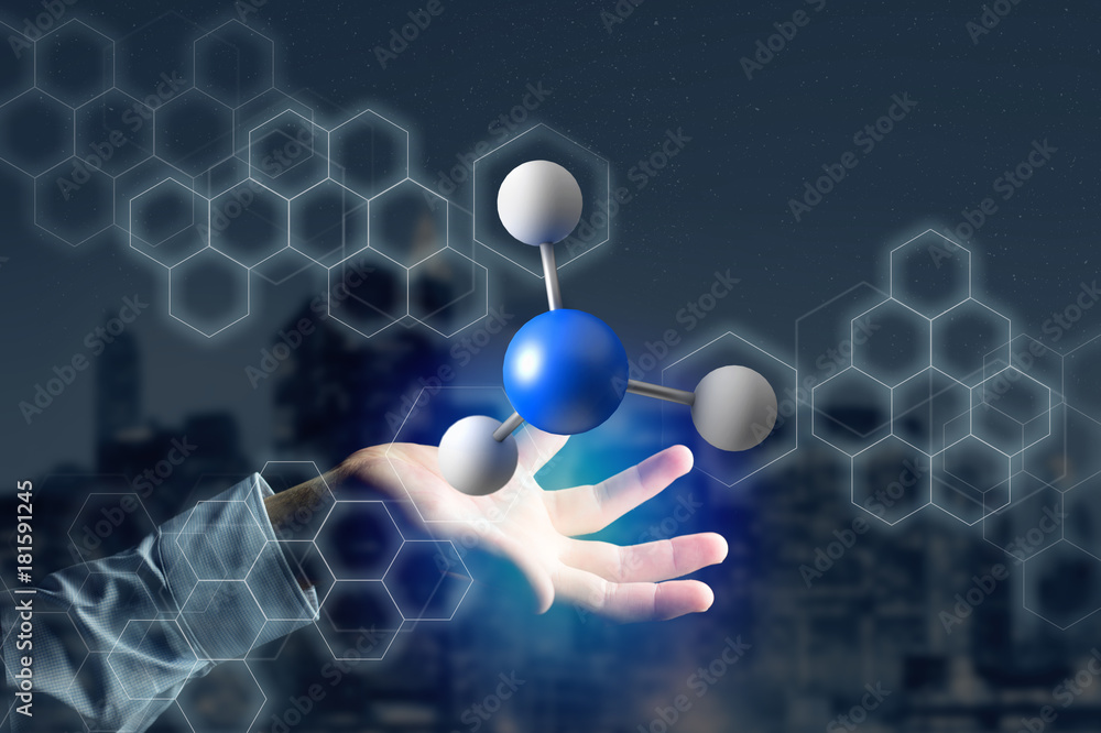 Aufkleber 3d rendering molecule on a displayed on a medical interface