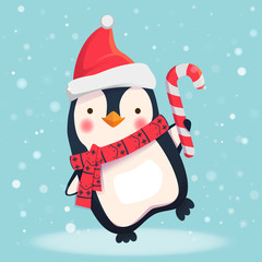 Obraz premium penguin with christmas candy