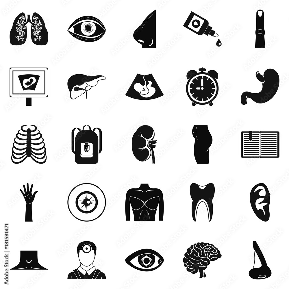 Poster scan icons set, simple style